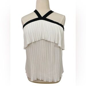 White halter off the shoulder pleated blouse